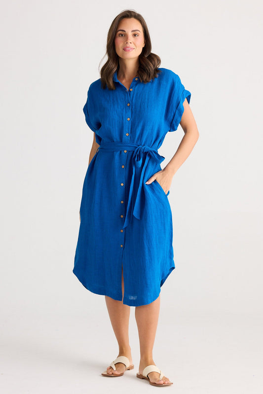 Vea Shirt Dress - Sapphire Gauze