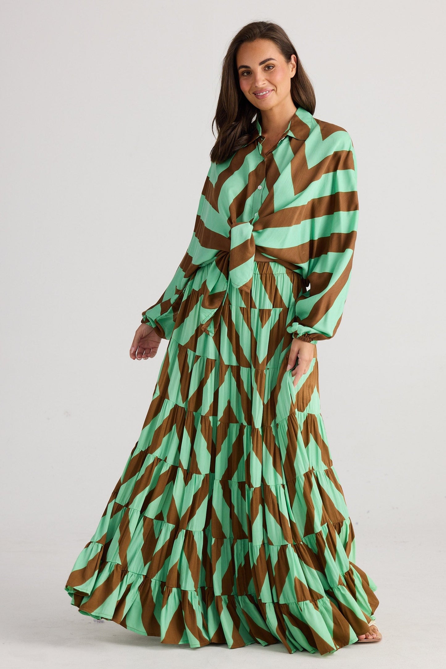 Blossom Skirt - Choc Mint Chevron