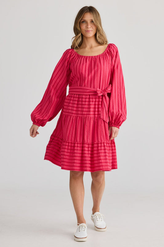Lakeside Dress - Hibiscus Stripe