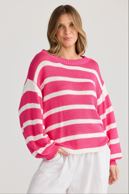 Driftwood Knit - Pink W White