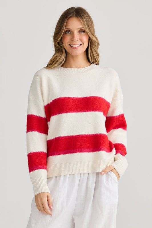 Overboard Knit - Red Stripe
