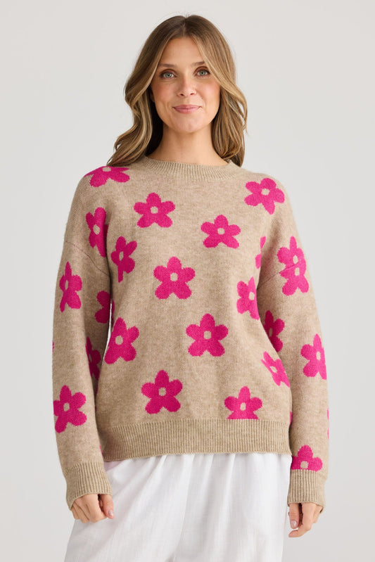 Maui Knit - Hot Pink Floral