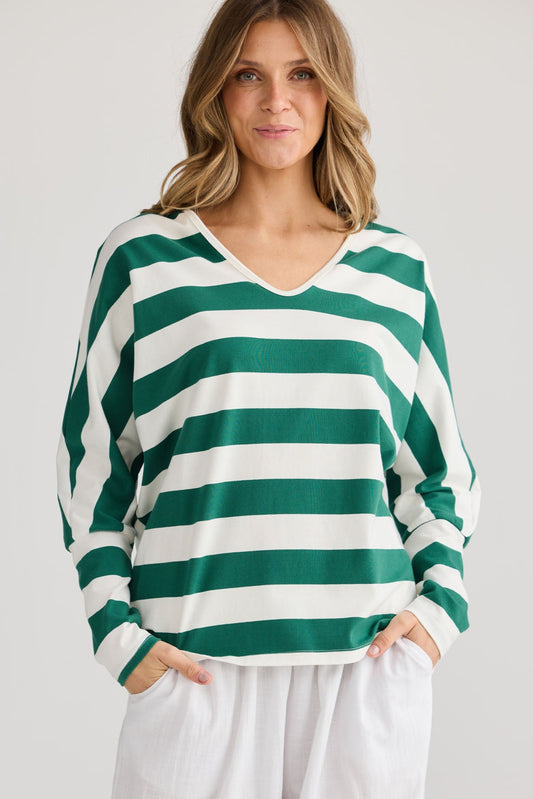 Shrug Top - Green Stripe