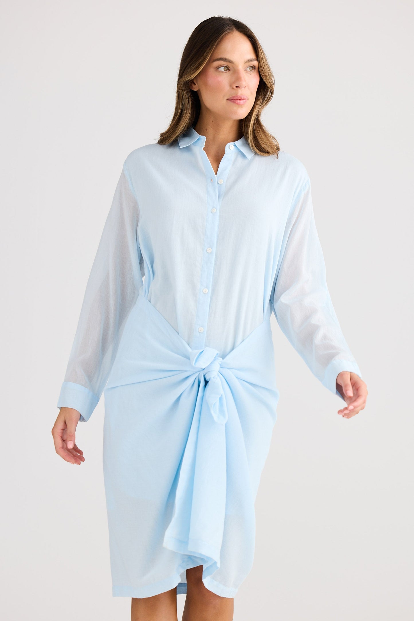 Ocean Shirt Dress - Ice Blue