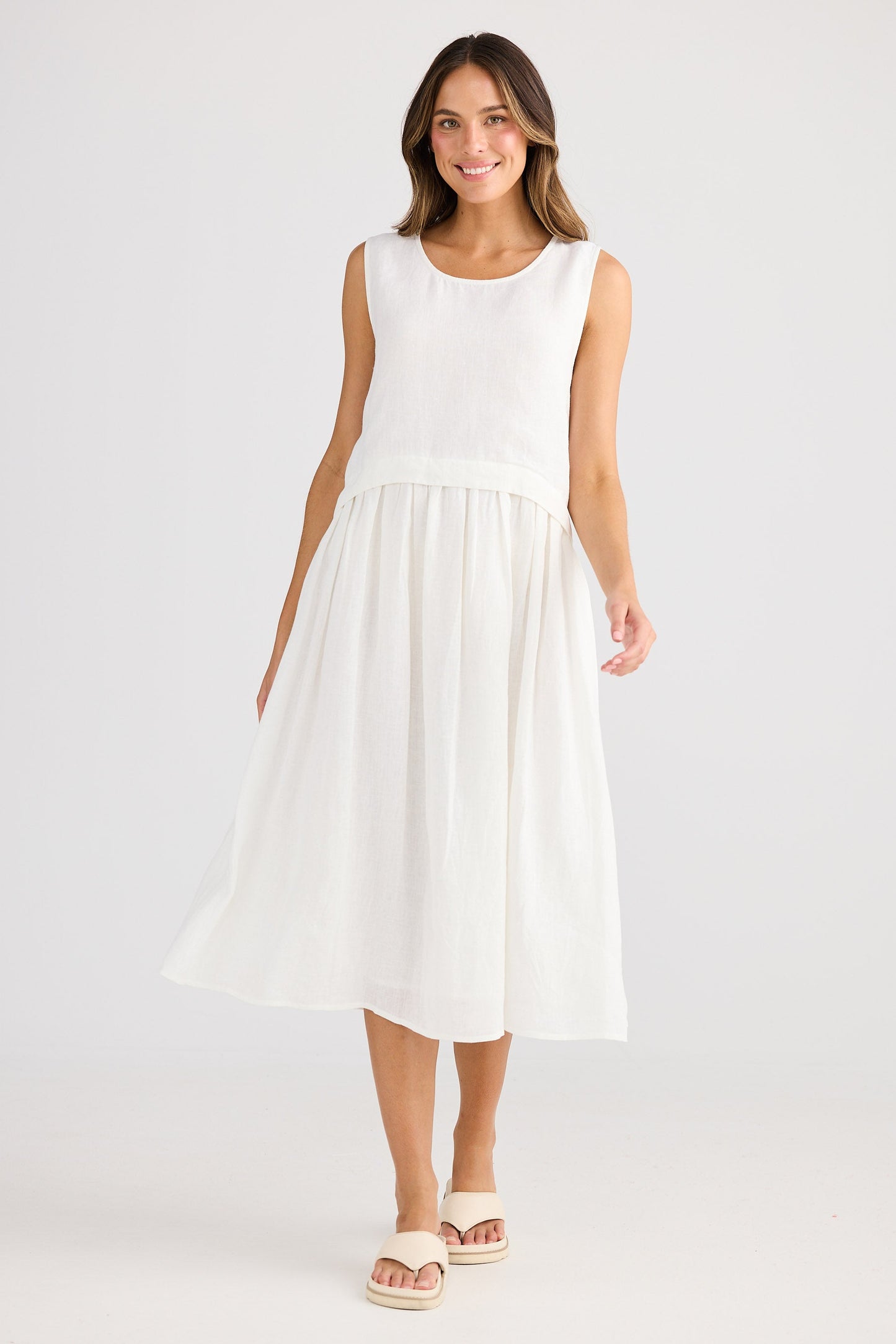 St Tropez Dress - White Linen