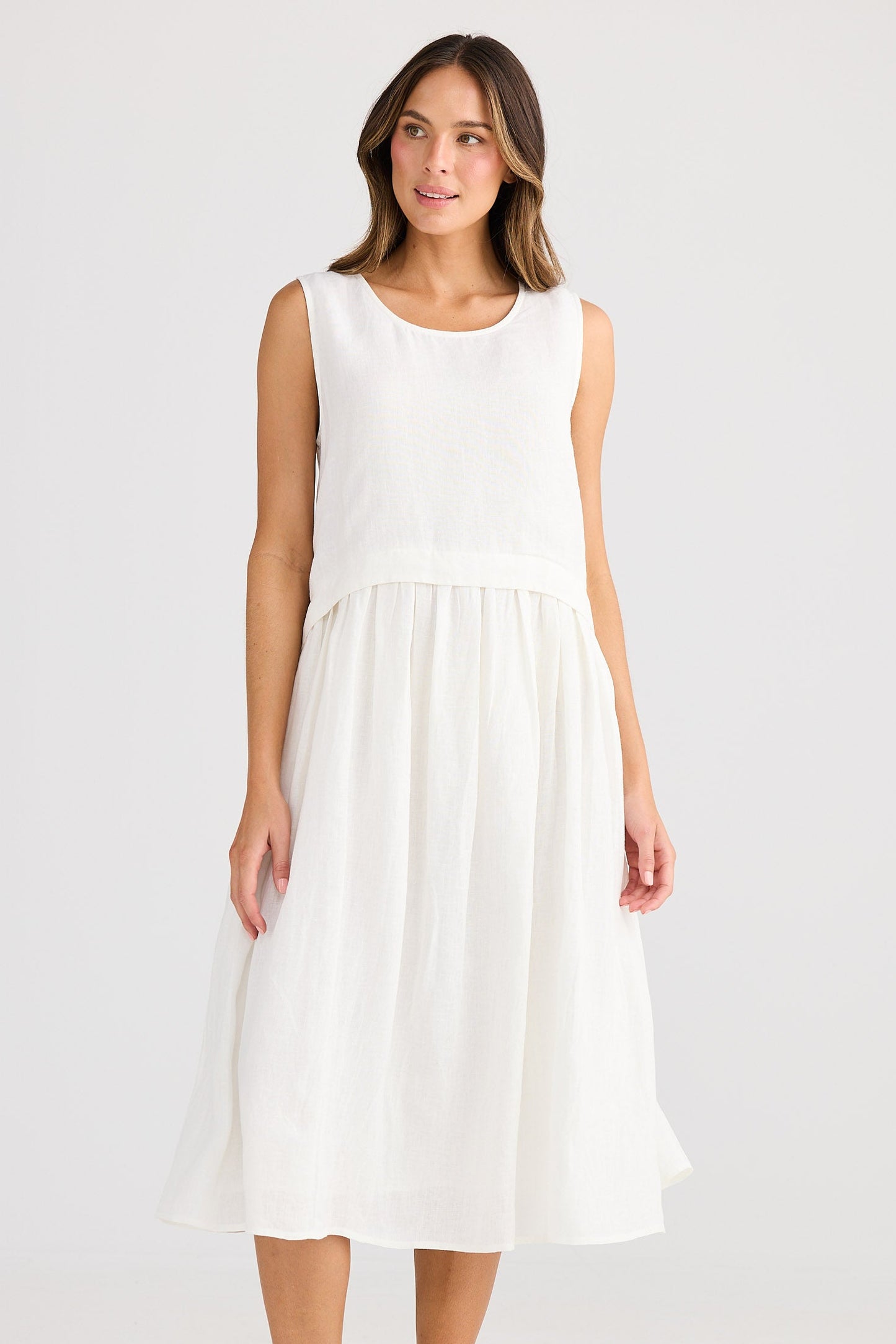 St Tropez Dress - White Linen