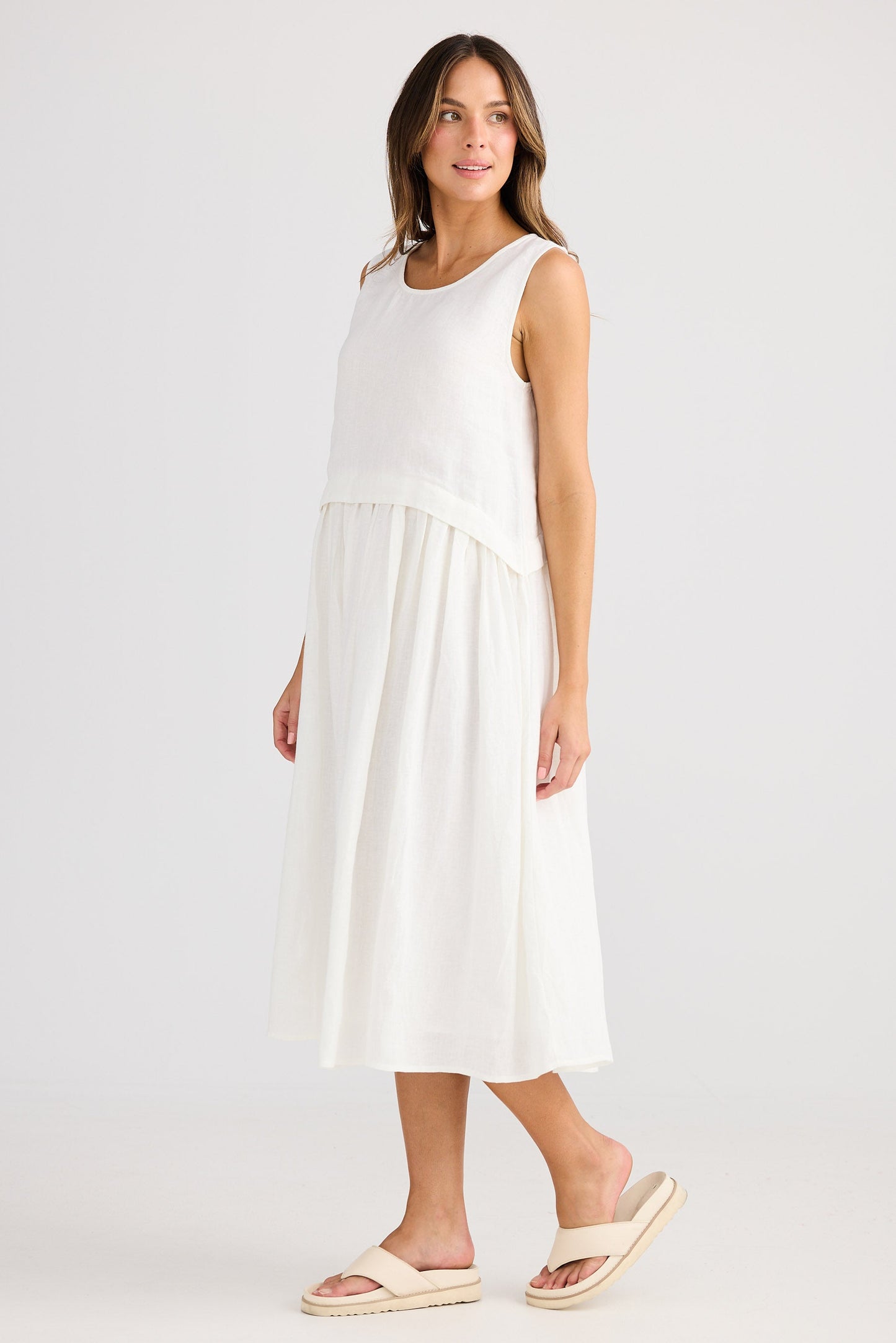 St Tropez Dress - White Linen