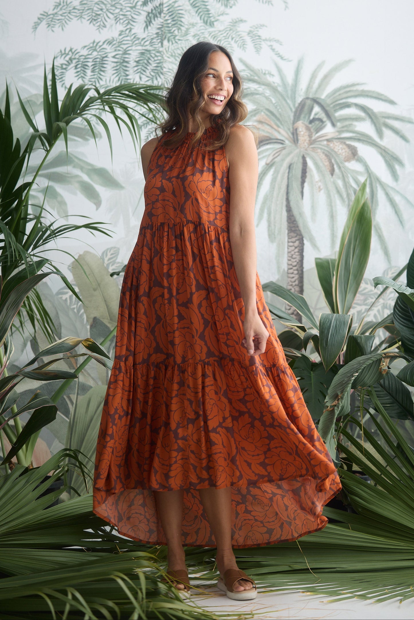 Margot Dress - Tuscan Palm Print