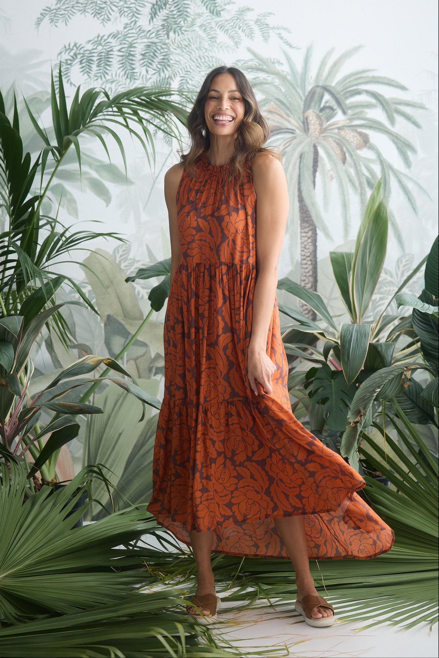 Margot Dress - Tuscan Palm Print