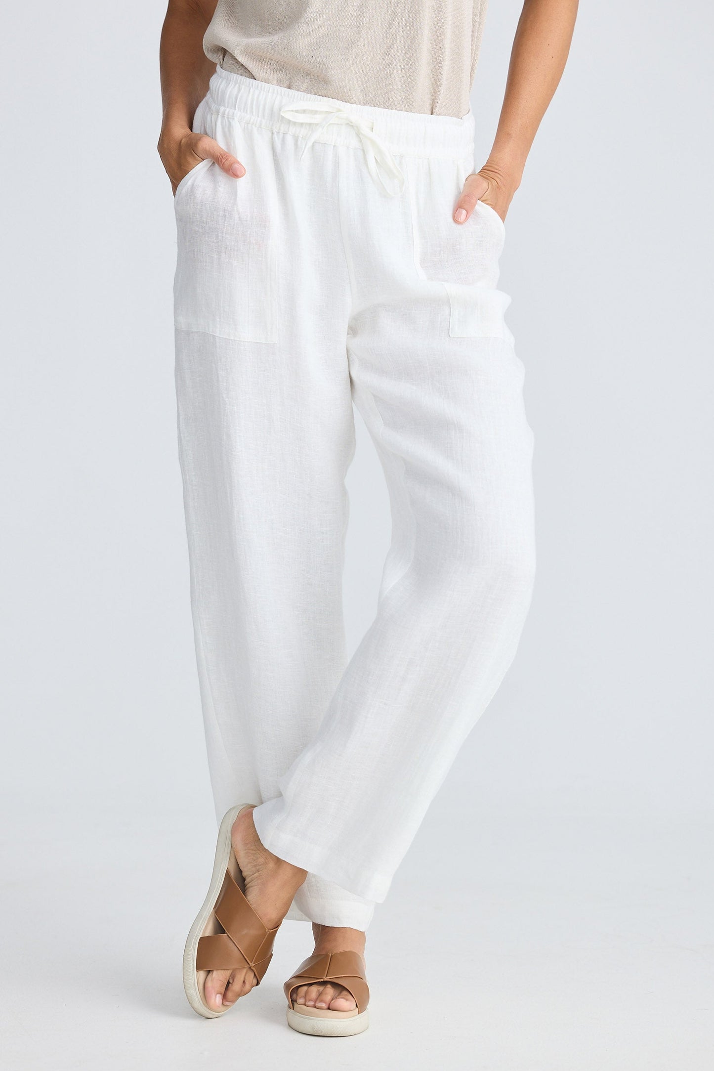Marina Pant - White Linen