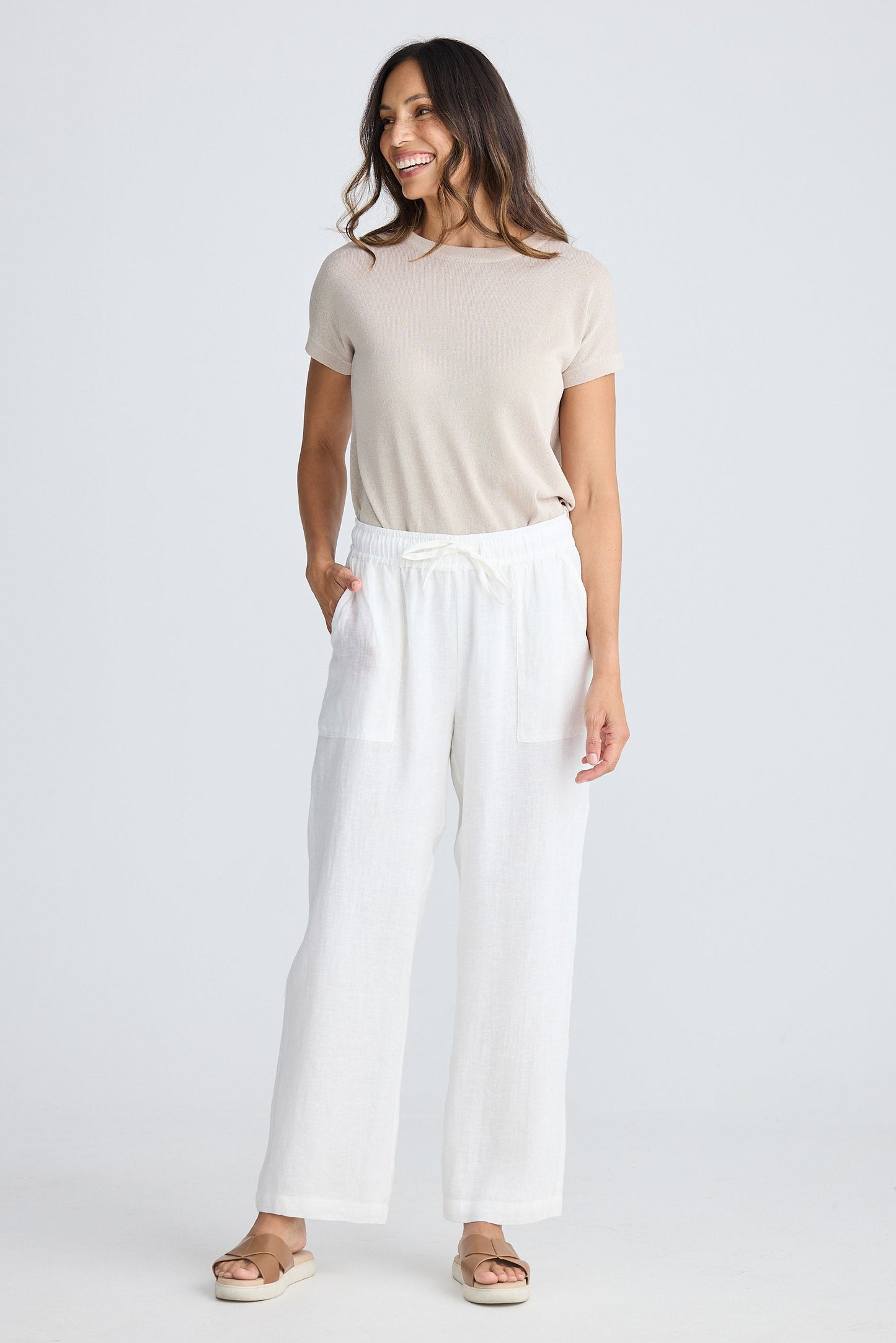 Marina Pant - White Linen