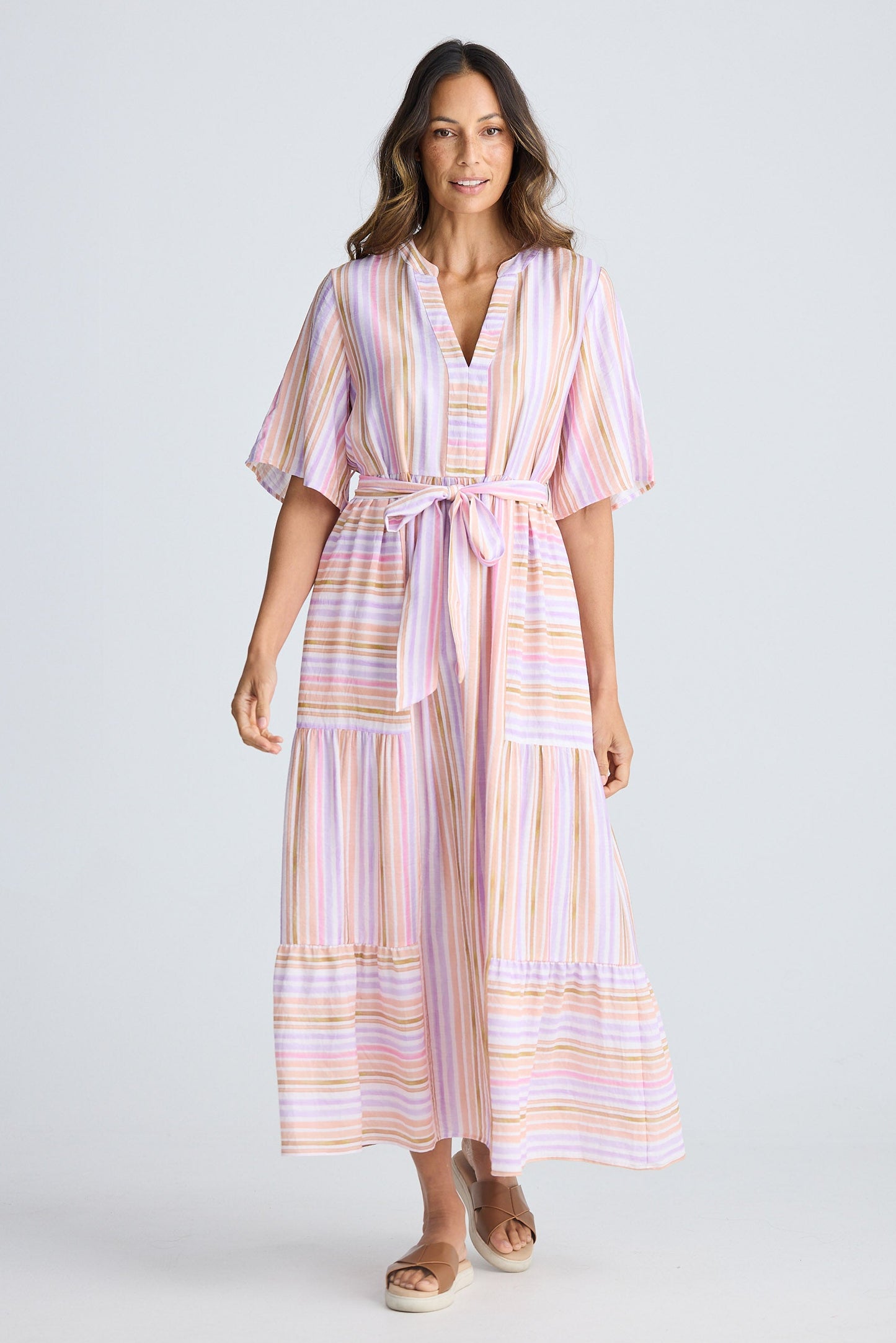 Nina Midi Dress - Painterly Stripe