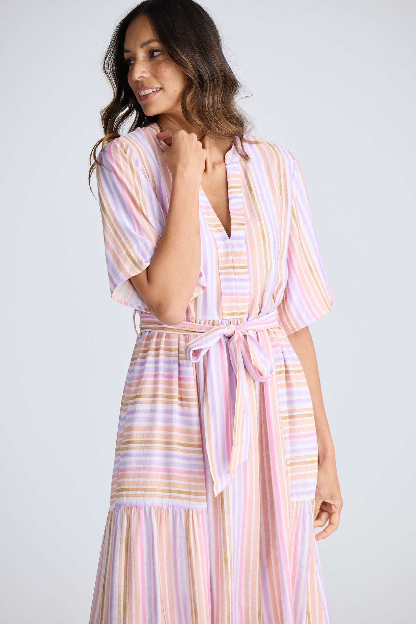 Nina Midi Dress - Painterly Stripe