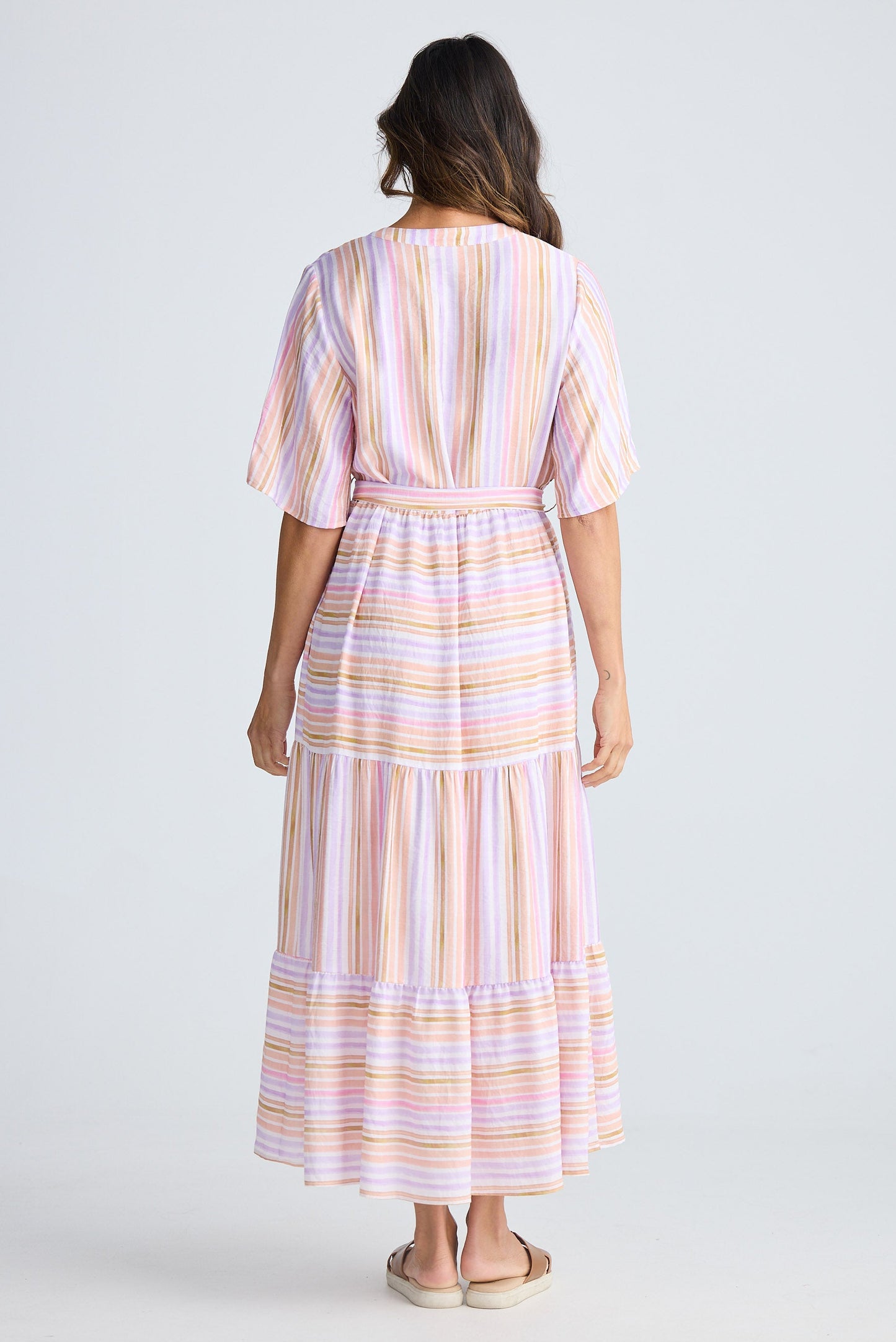 Nina Midi Dress - Painterly Stripe