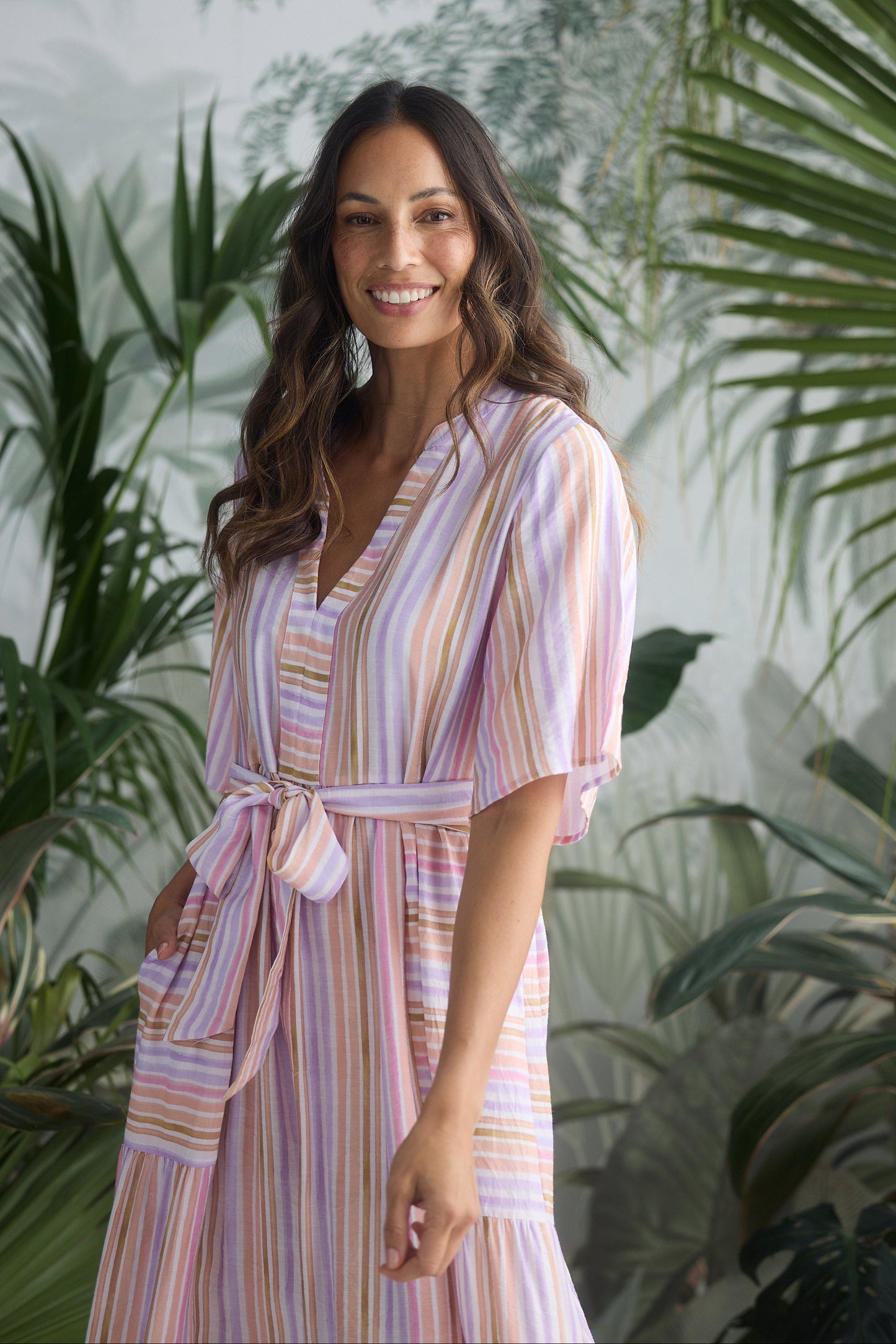 Nina Midi Dress - Painterly Stripe