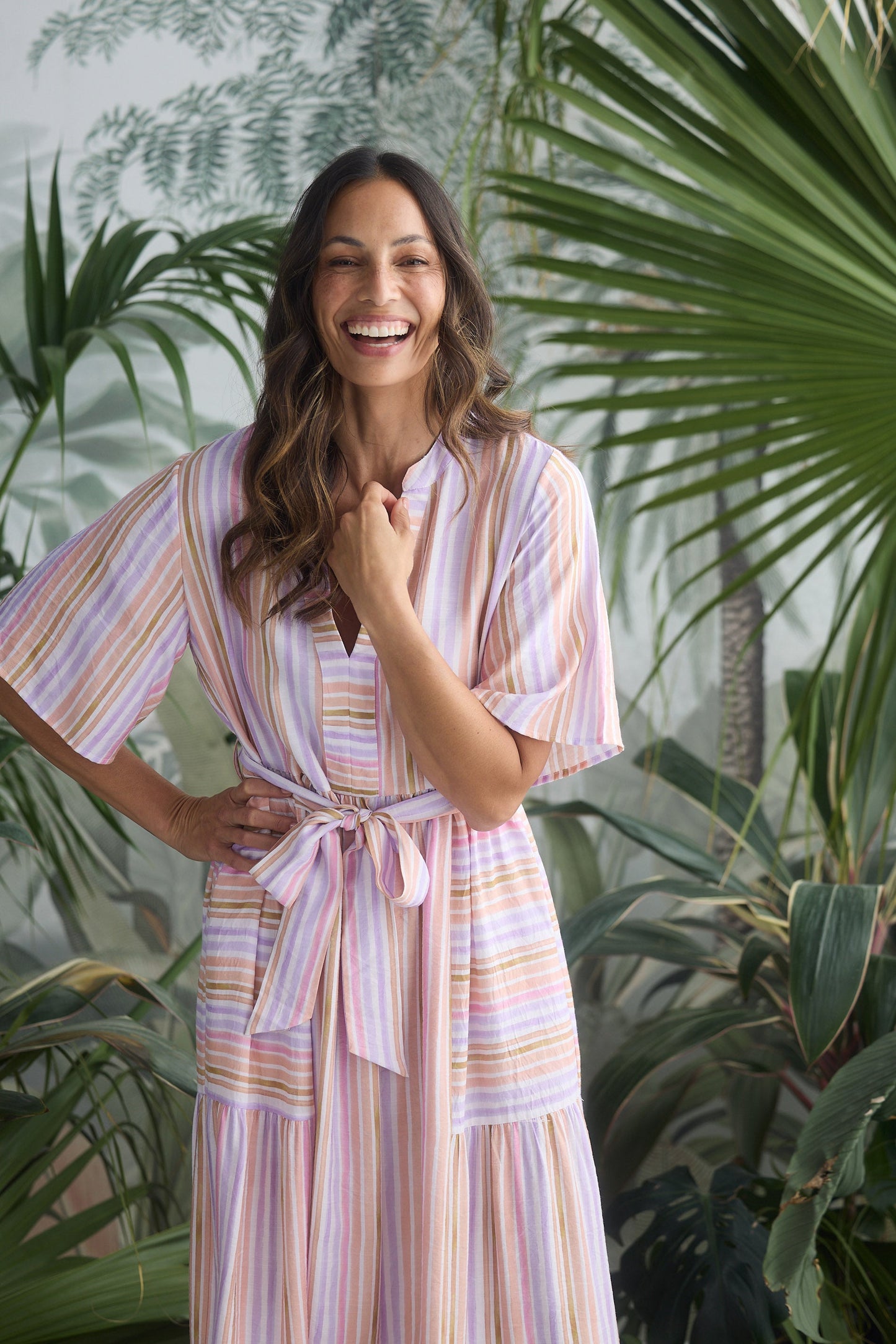 Nina Midi Dress - Painterly Stripe