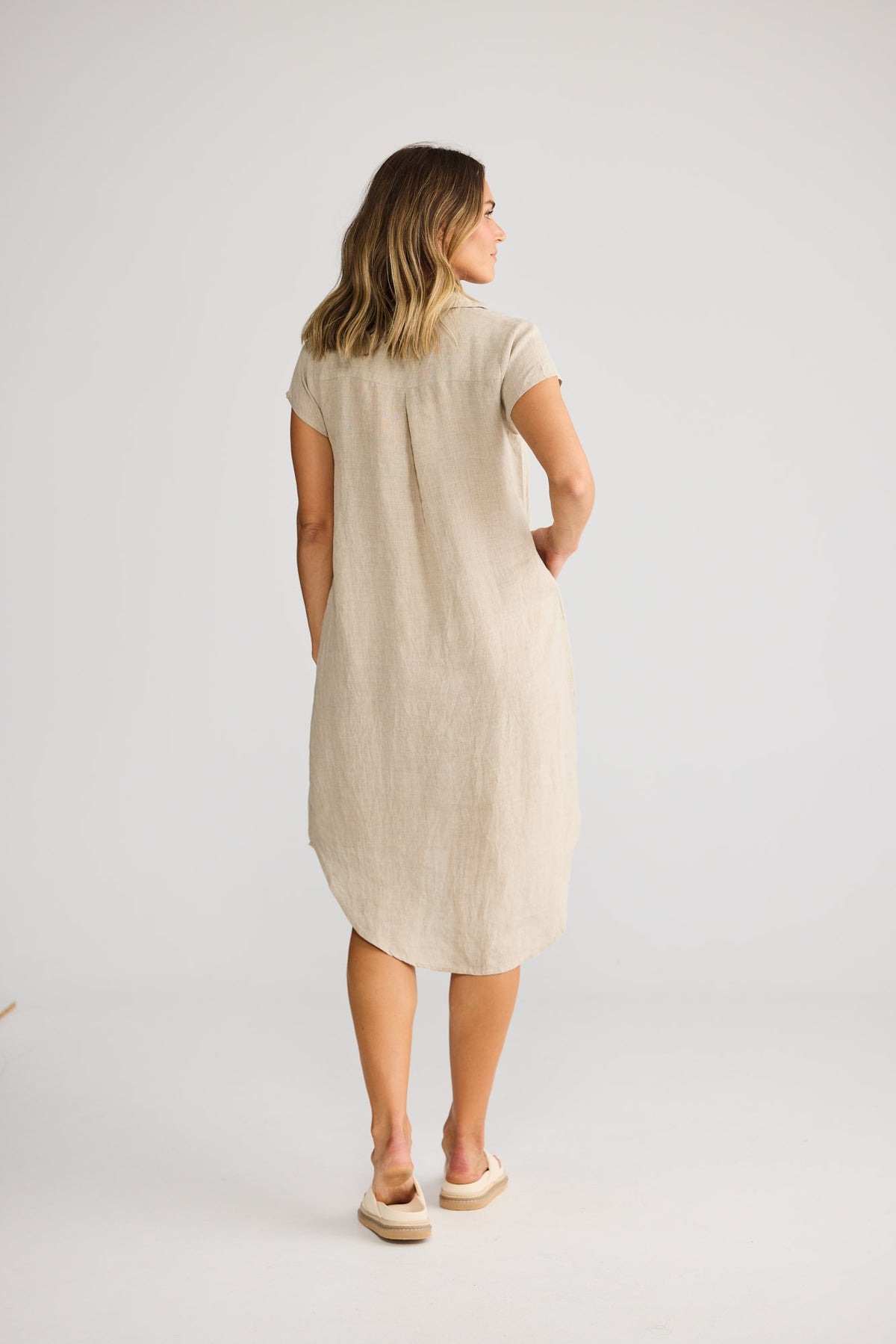 Ahoy Tunic Dress in Natural Linen — additional view.