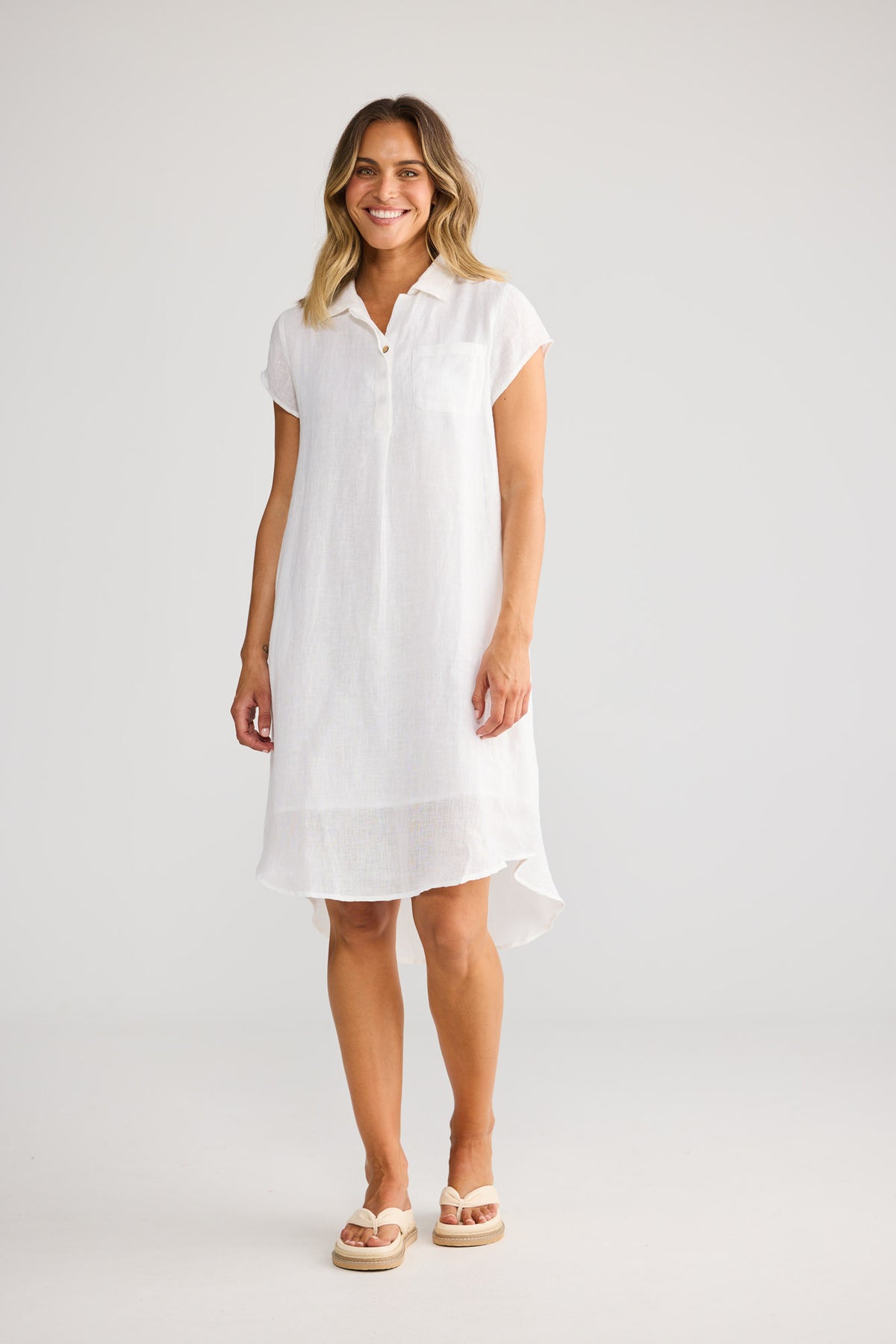 Ahoy Tunic Dress in White — additional view 4.