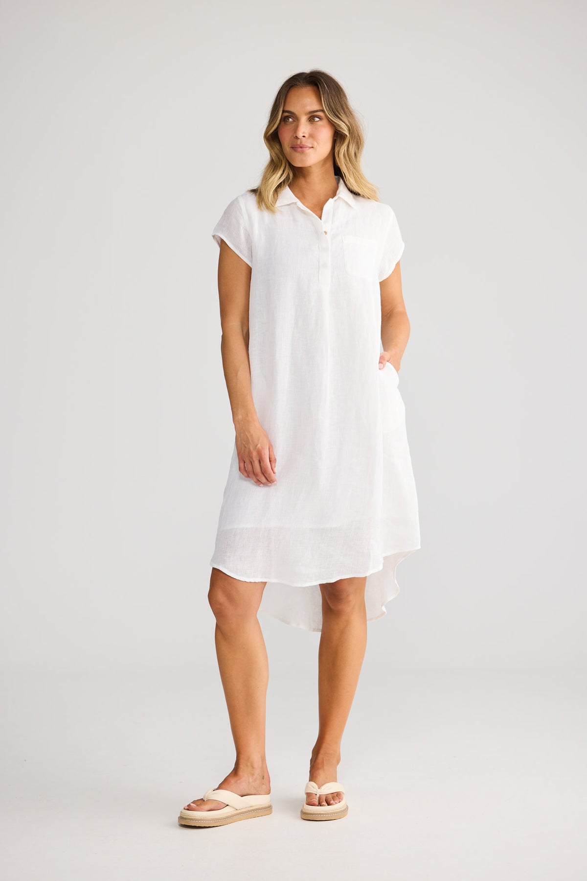 Ahoy Tunic Dress in White — additional view 3.