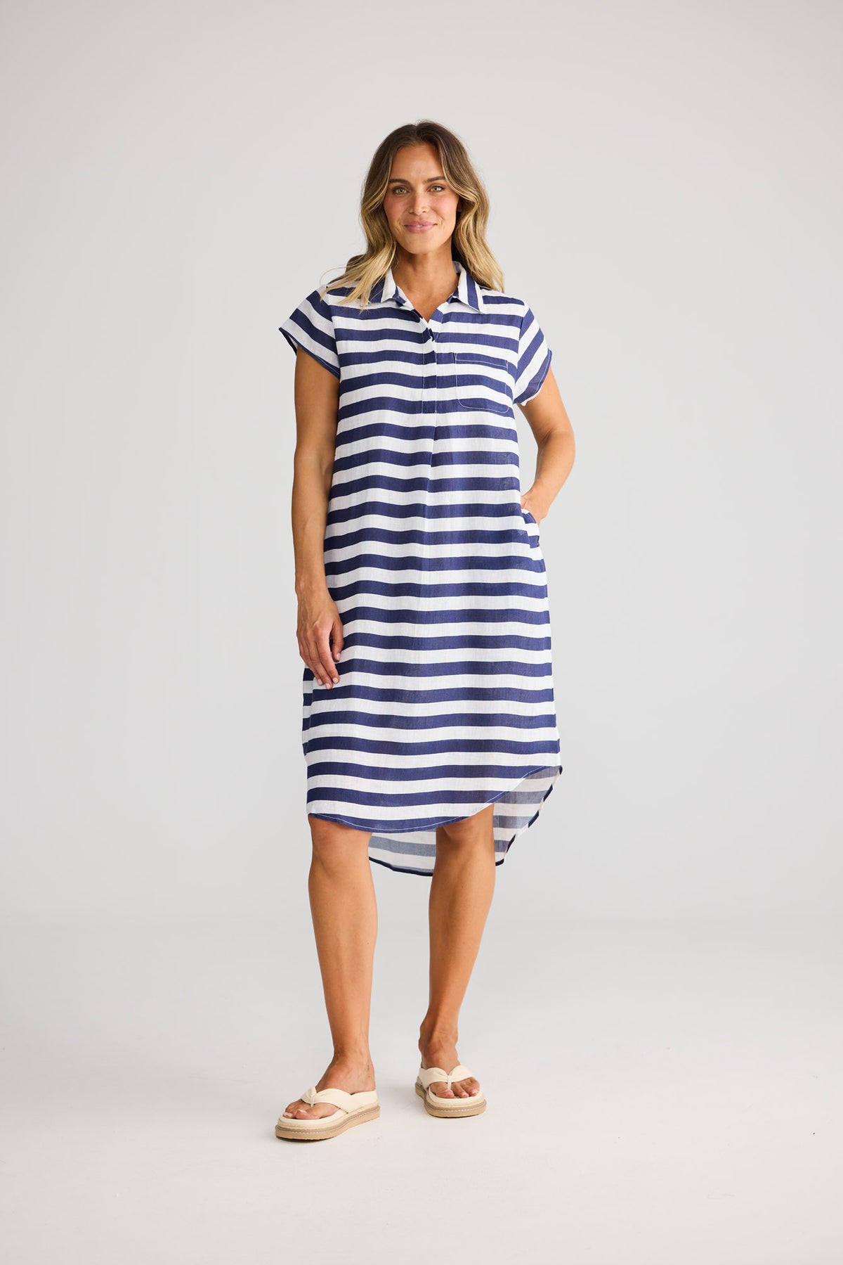 Ahoy Tunic Dress in Navy Stripe — additional view 2.