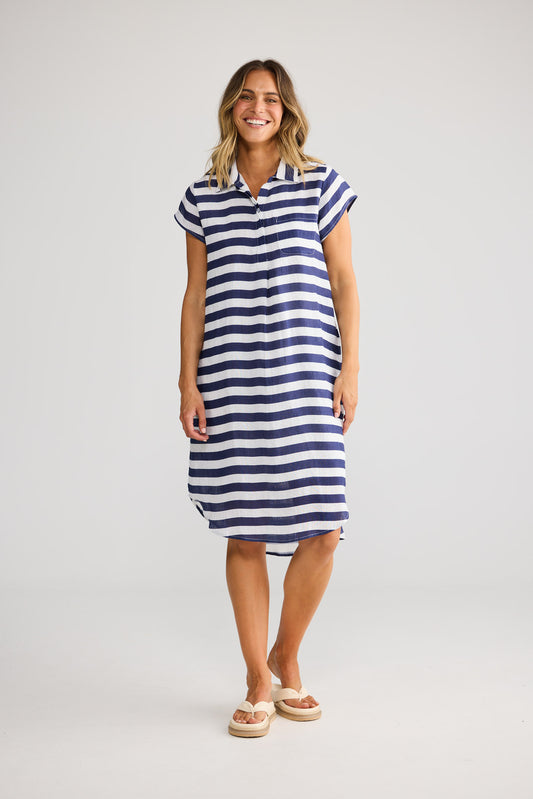 Ahoy Tunic Dress in Navy Stripe — additional view.