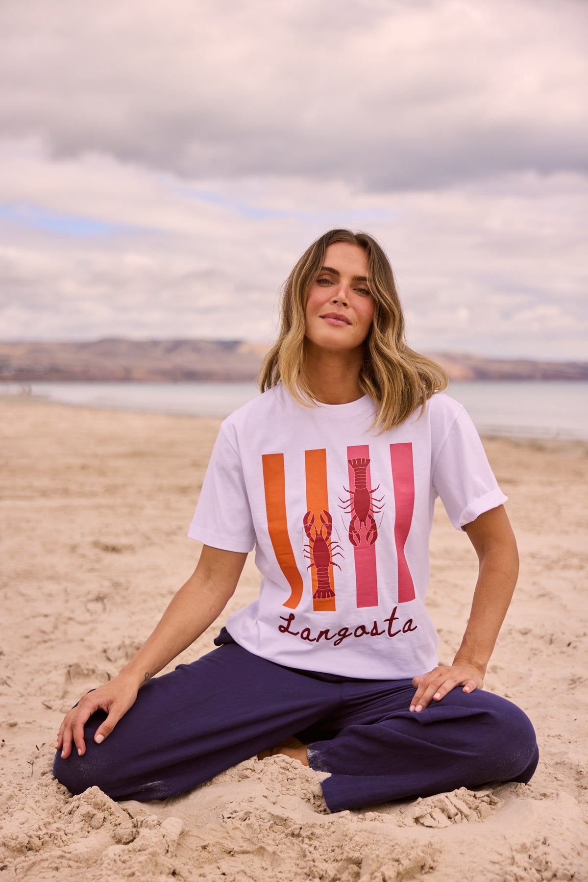 Cove Tee in White with round neck.