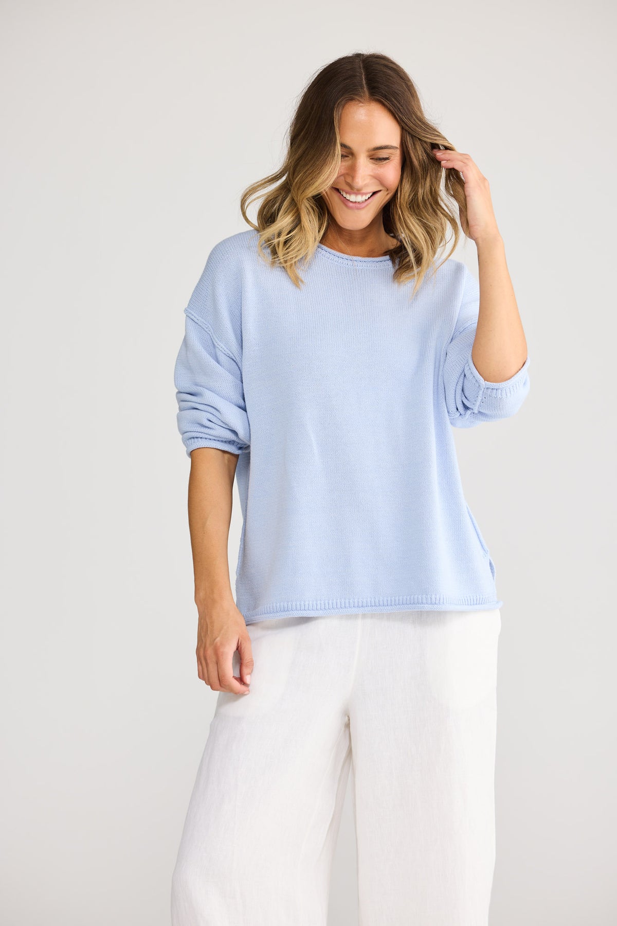 Breaker Knit Sweater in Blue — additional view.