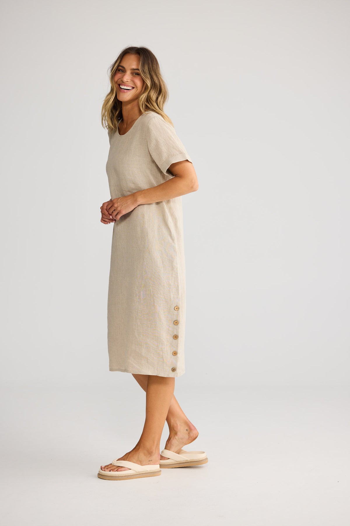 Foreshore Dress in Natural Linen — additional view 2.