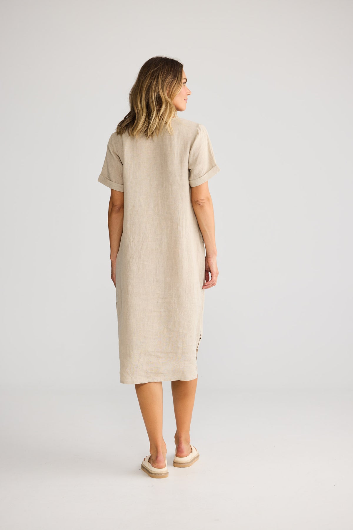 Foreshore Dress in Natural Linen — additional view.