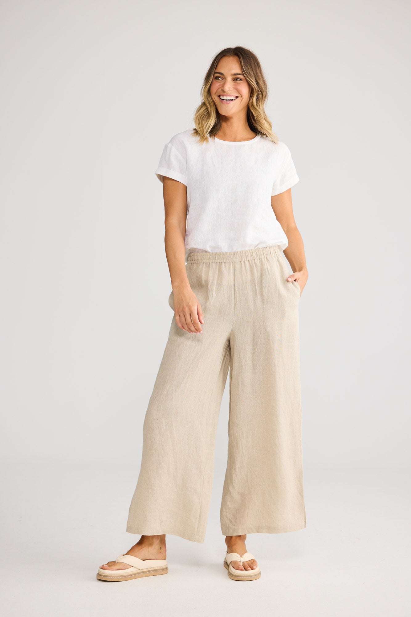 Fly Away Pant in Natural Linen — additional view 2.