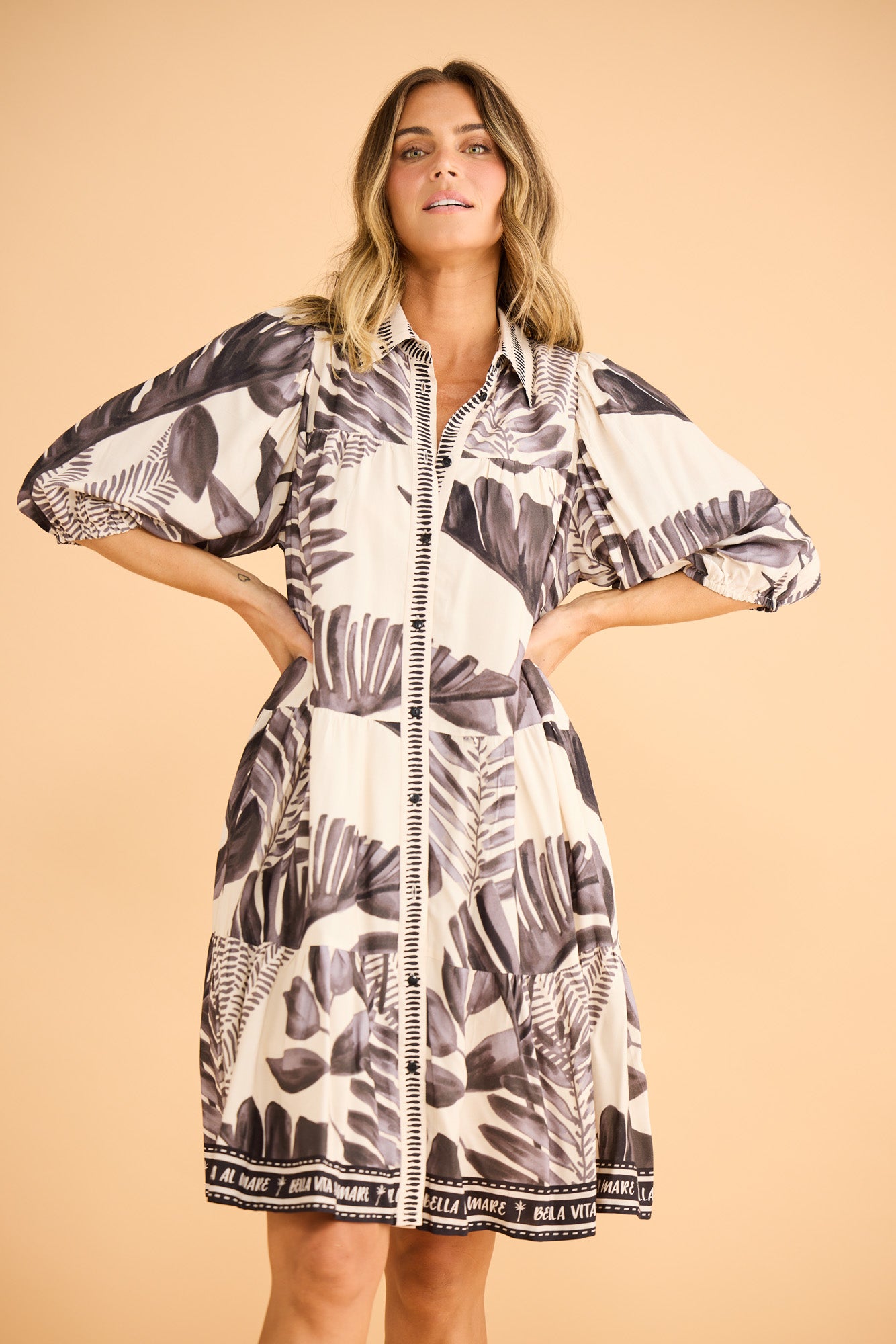 Fiji Dress in Sunset Palm — additional view 3.