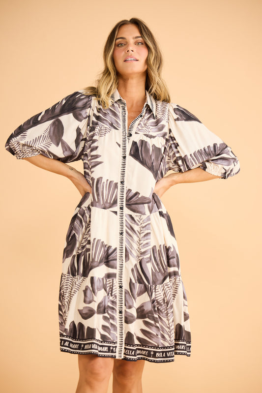 Fiji Dress in Sunset Palm — additional view 3.