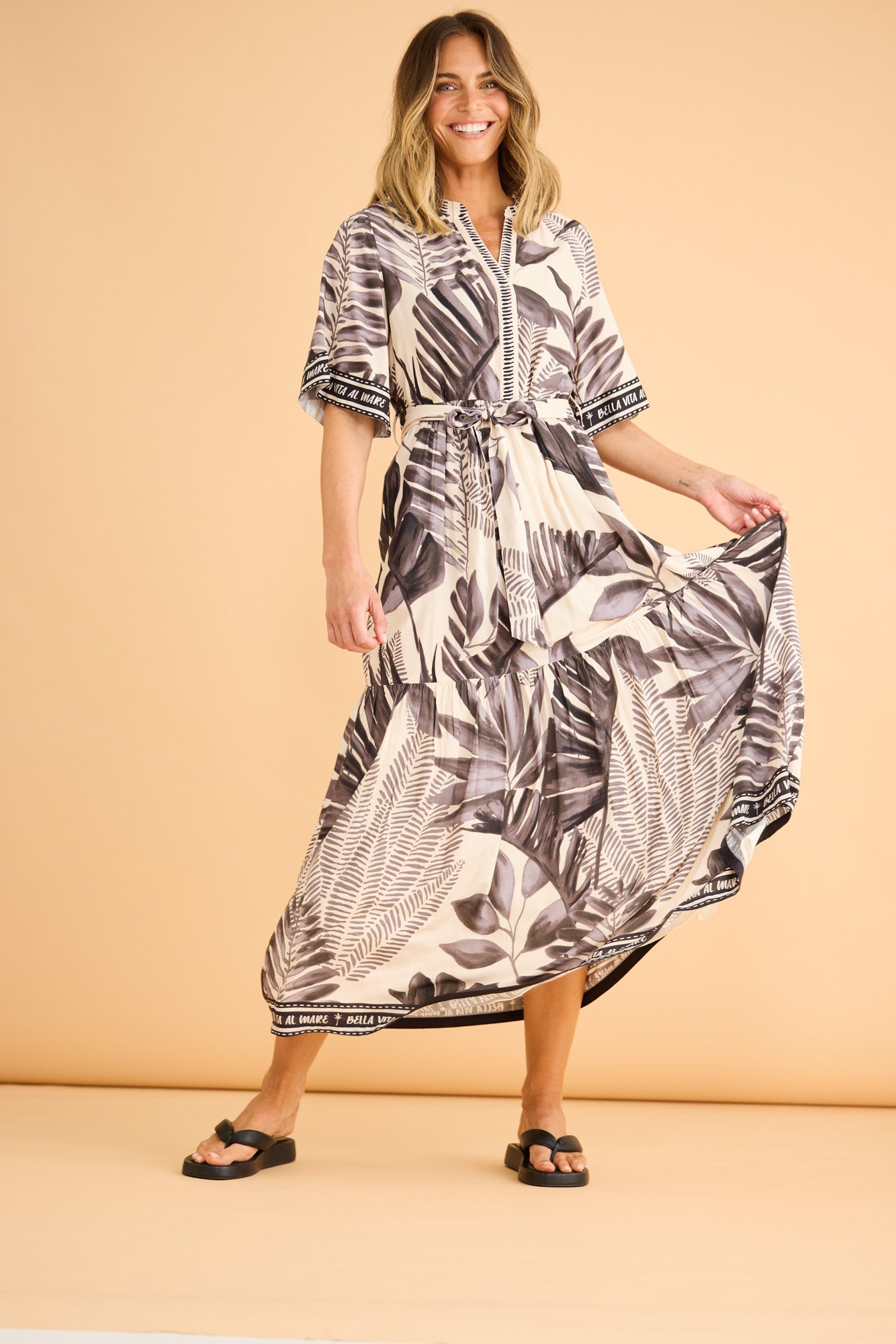 Lynwood Dress in Sunset Palm — additional view 6.