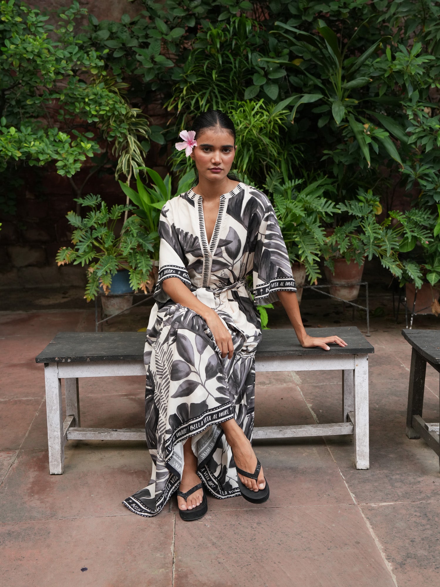 Lynwood Dress in Sunset Palm — additional view 4.