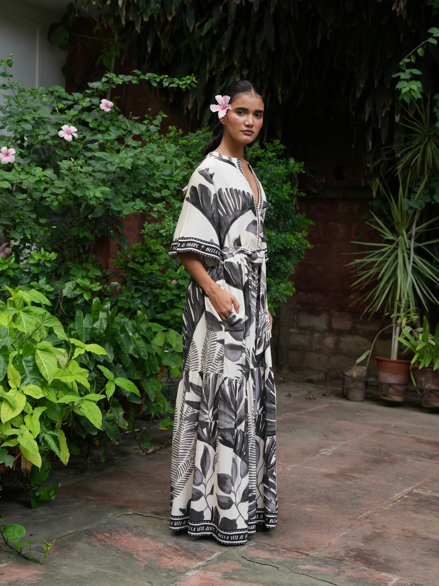 Lynwood Dress in Sunset Palm — additional view 2.