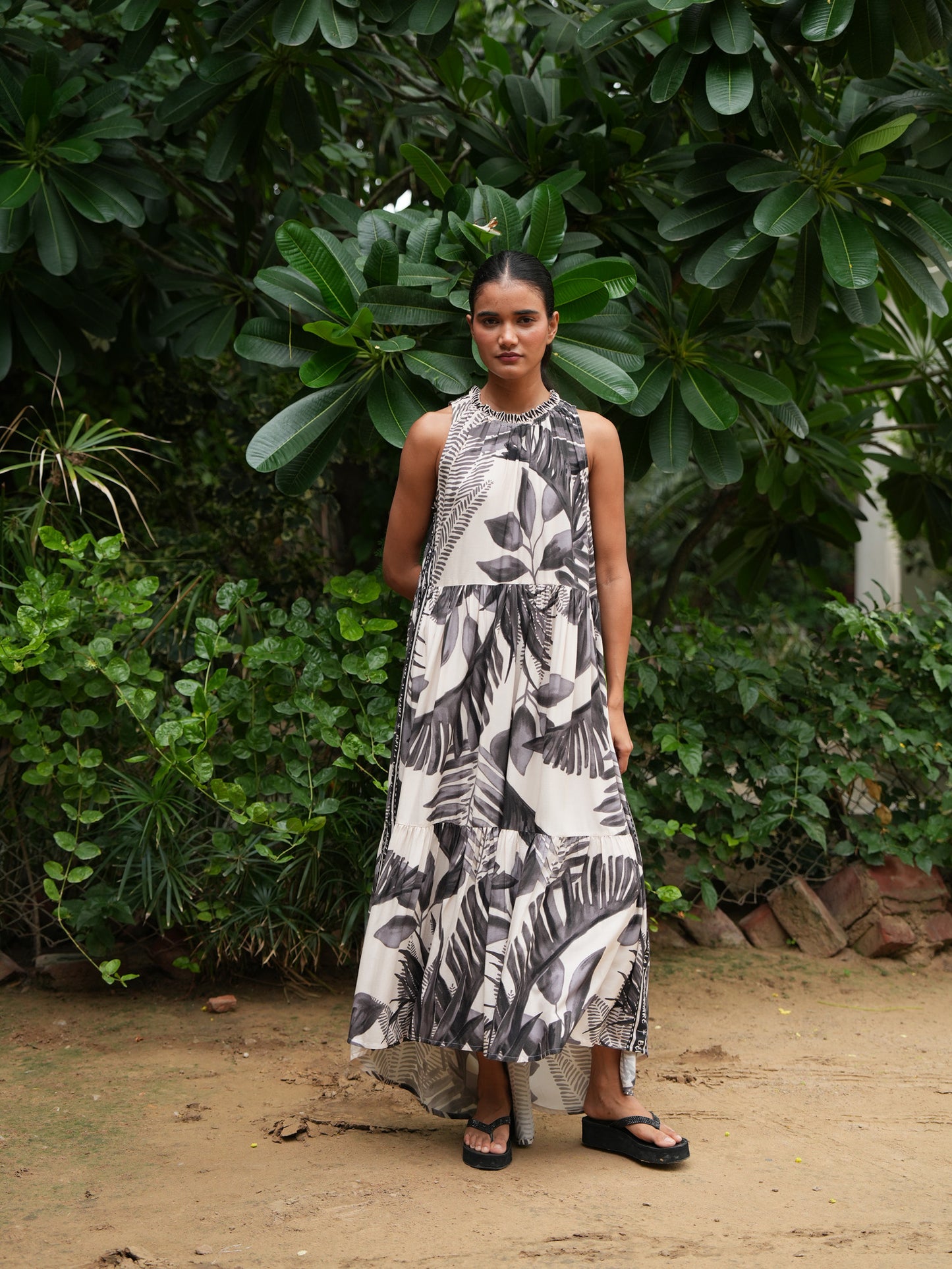 Margot Dress in Sunset Palm — additional view 4.