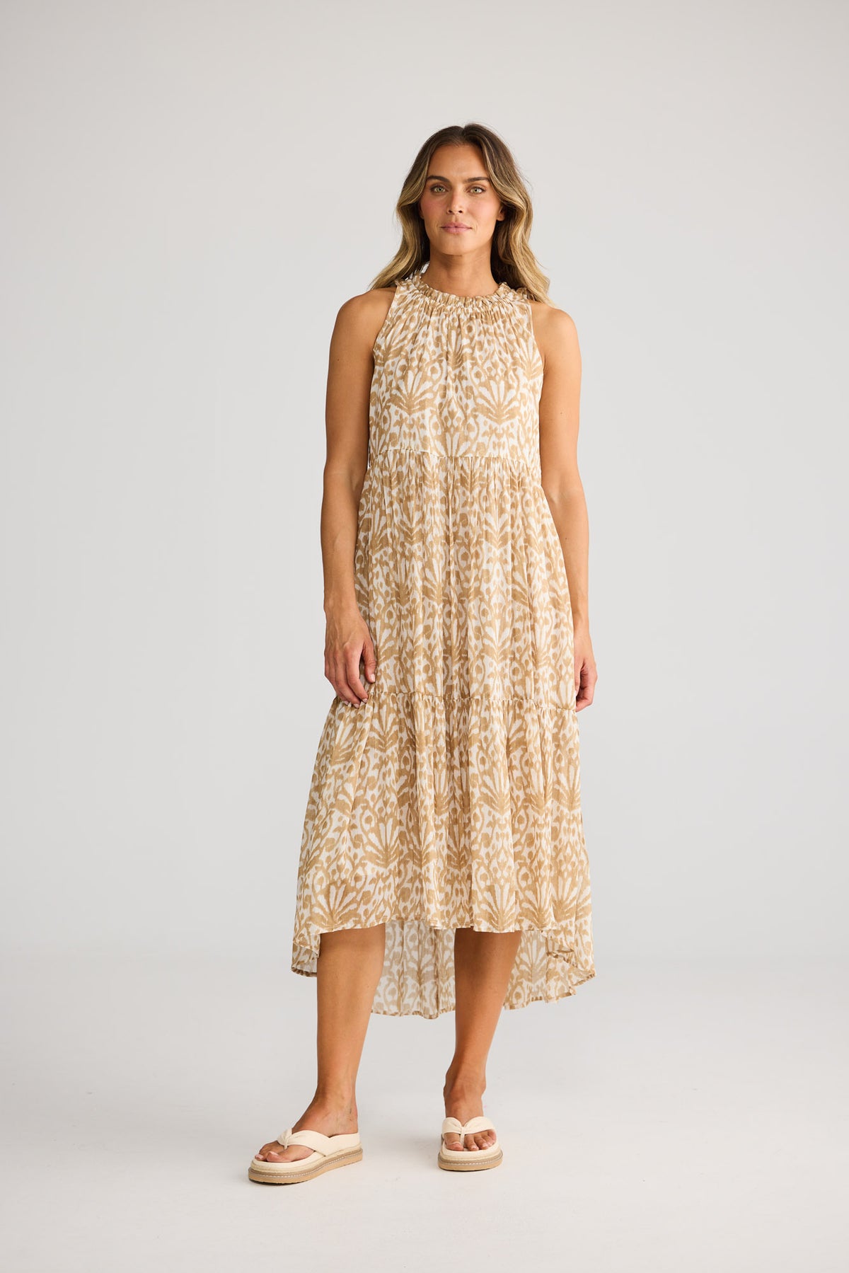 Margot Dress in Taupe Spring Fan — additional view 2.