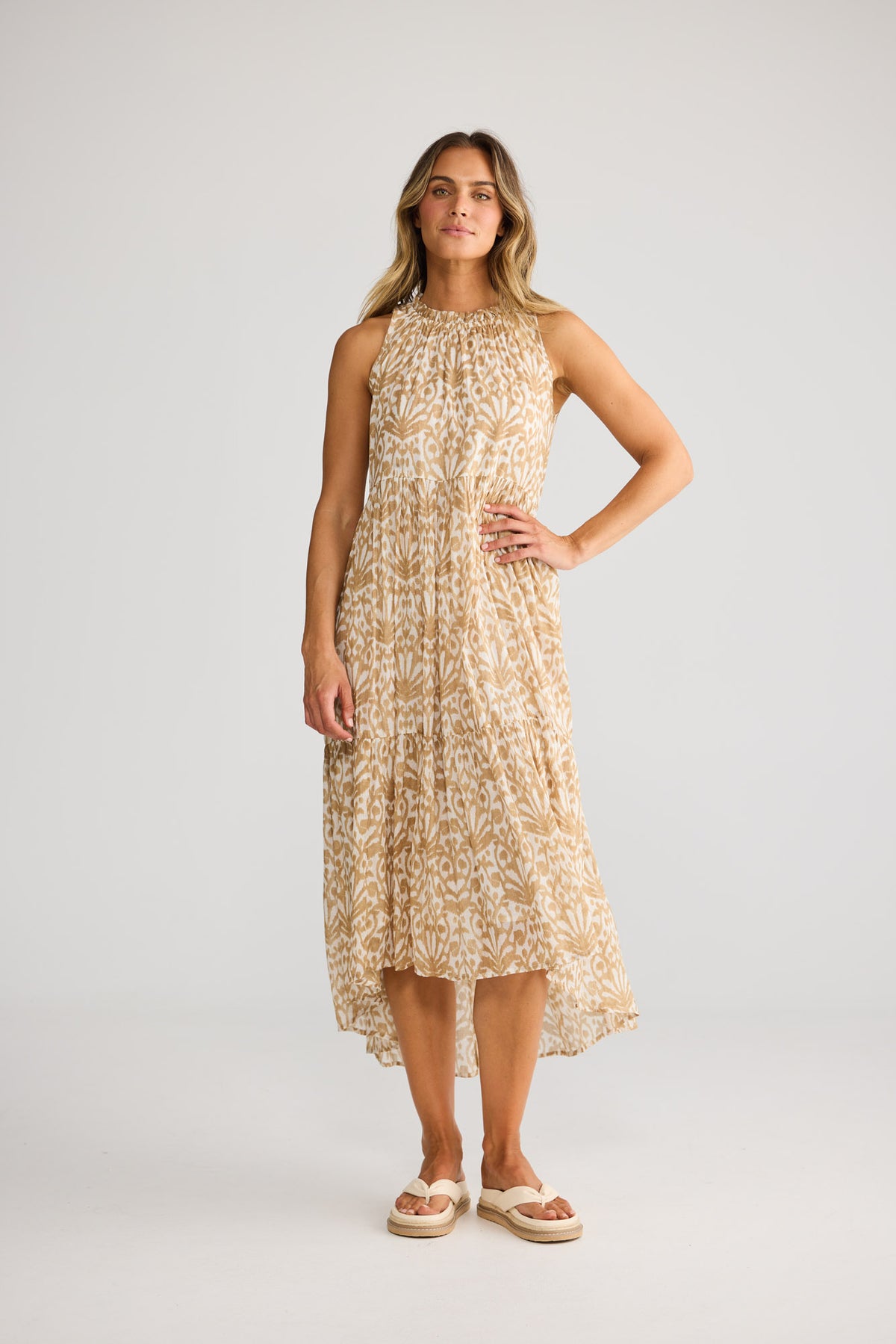 Margot Dress in Taupe Spring Fan — additional view.
