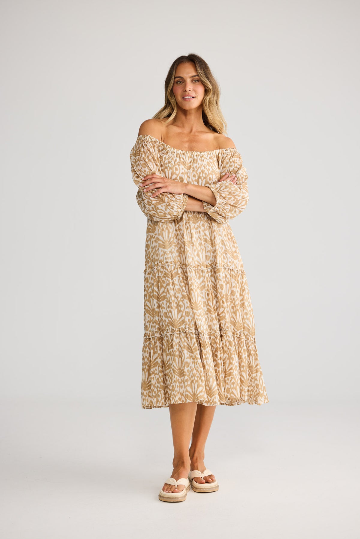 Grenadine Dress in Taupe Spring Fan — additional view 4.