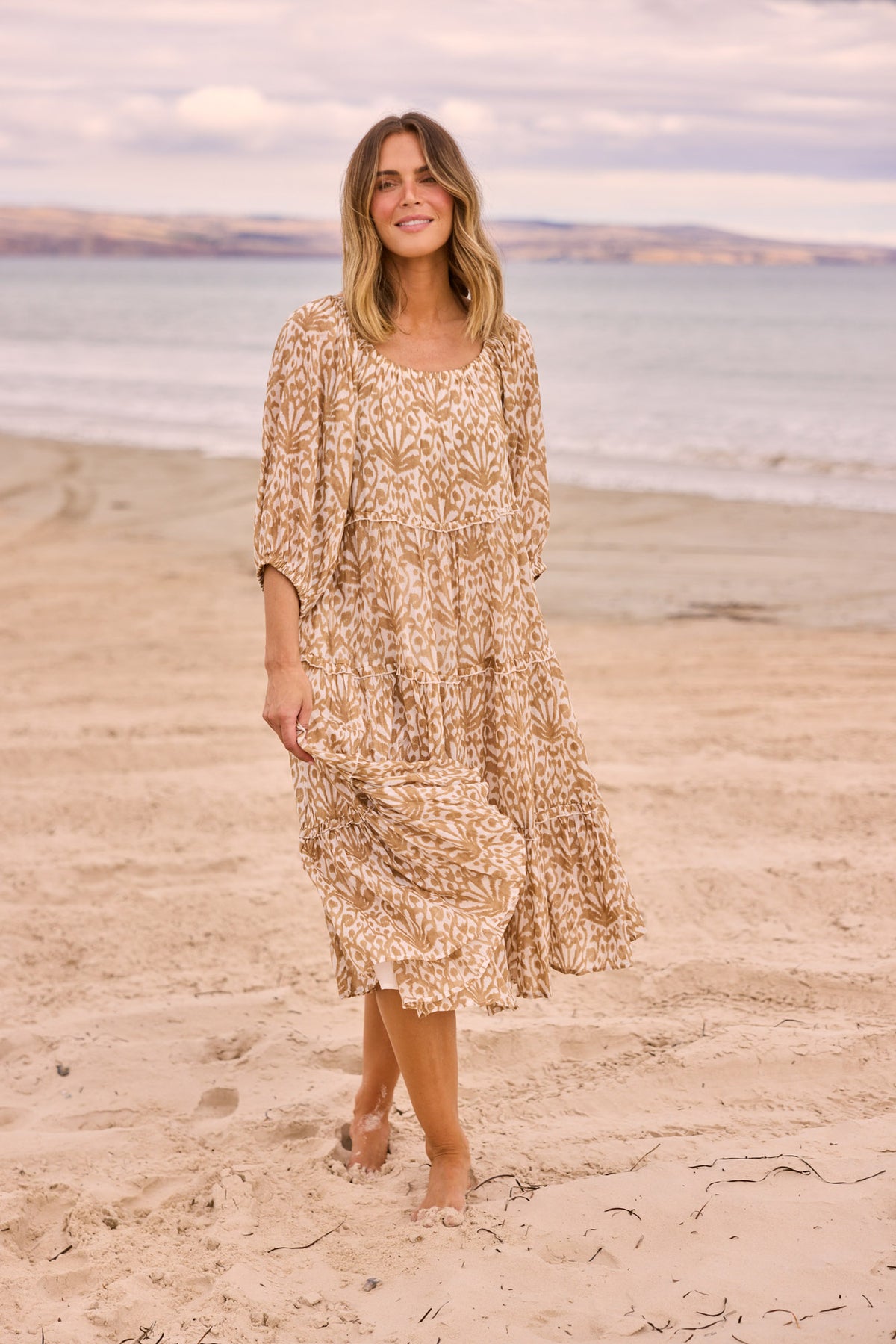 Grenadine Dress in Taupe Spring Fan — additional view 2.