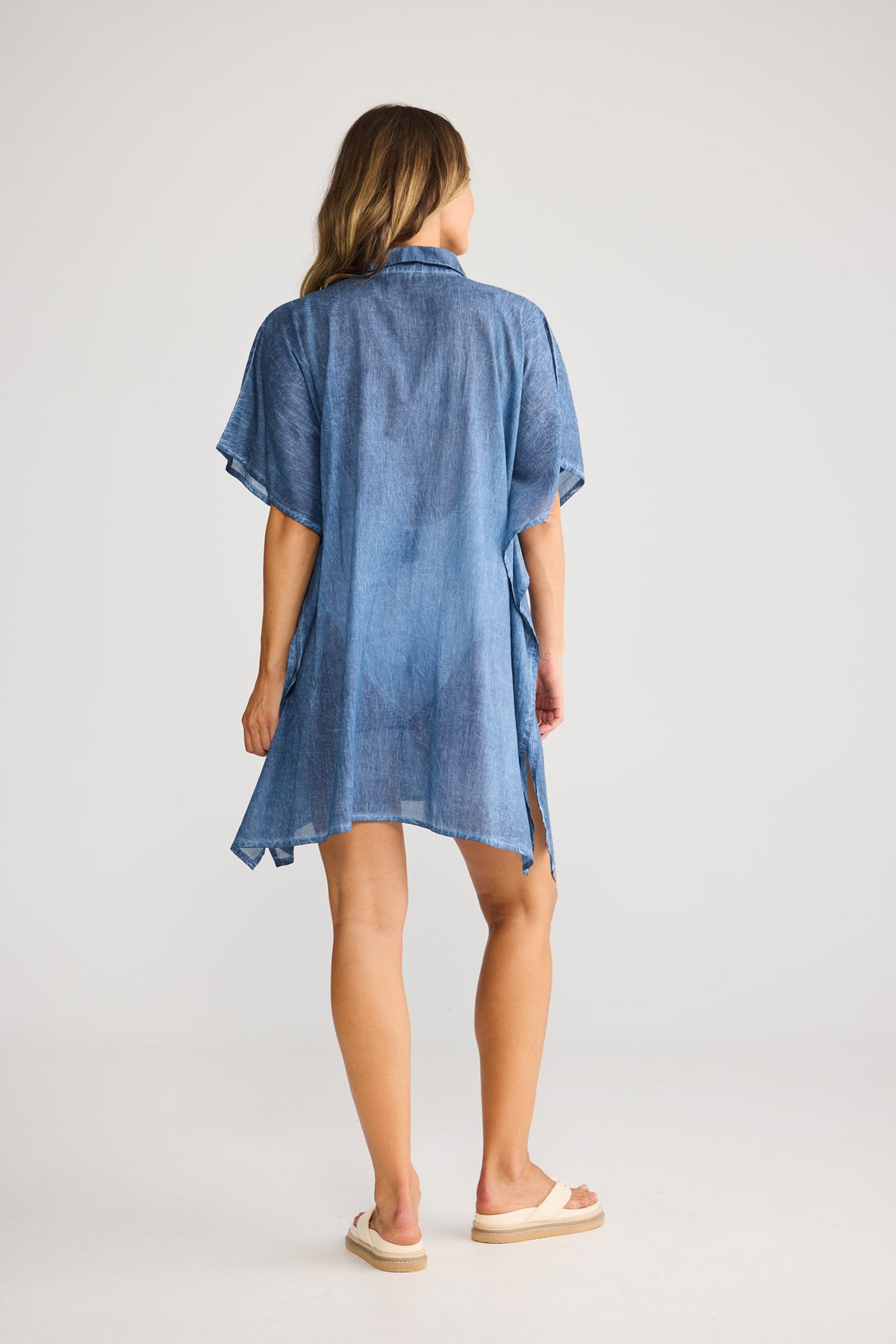 Halia Shirt Kaftan in Navy — additional view 2.