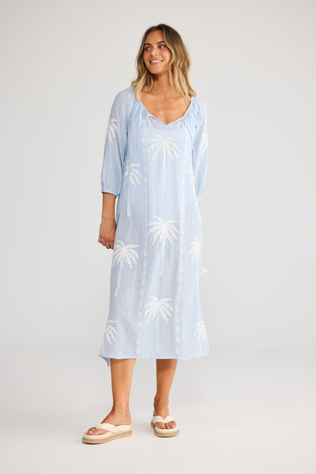Ohana Dress in Blue Stripe — additional view.