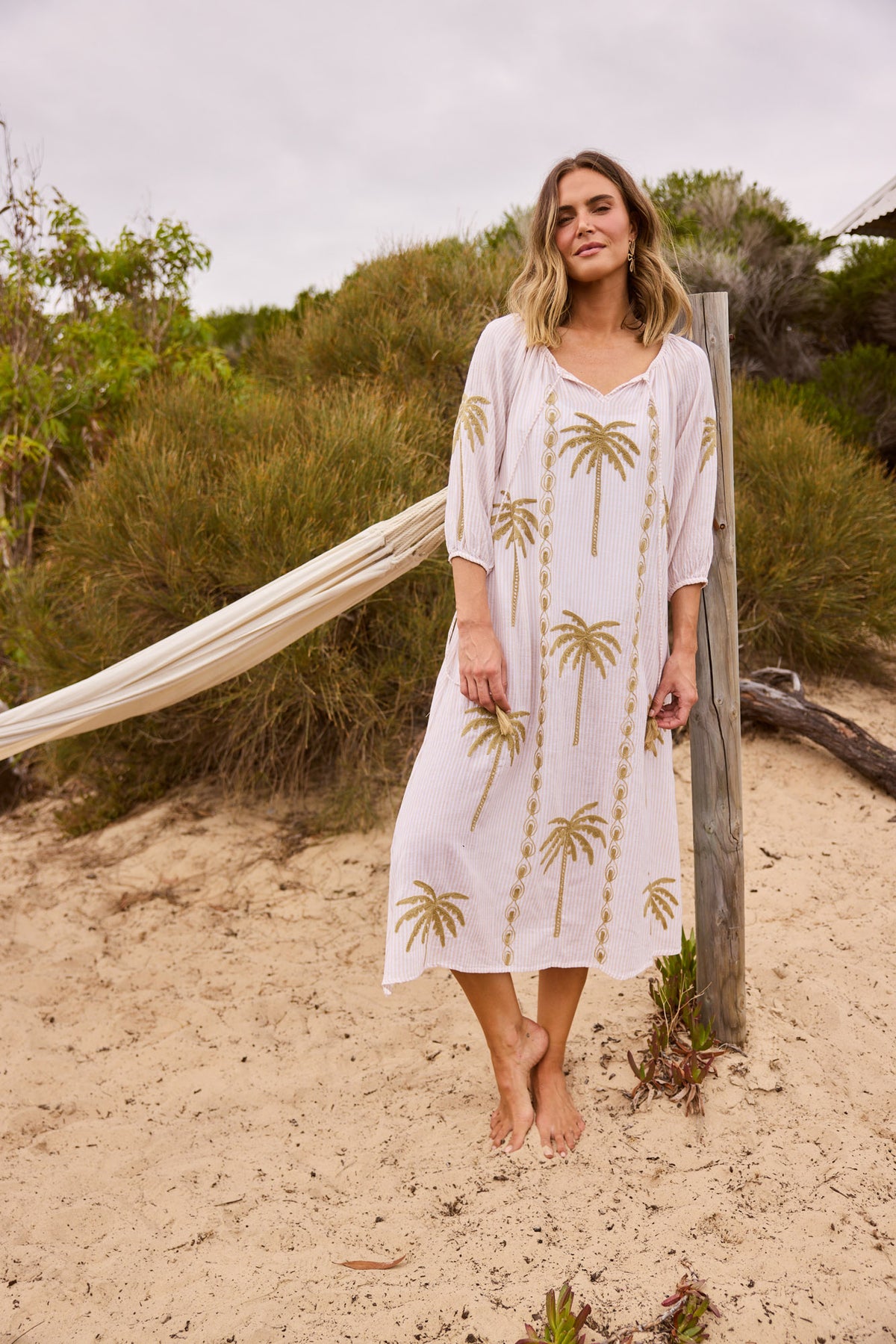 Ohana Dress in Natural Stripe — additional view 2.