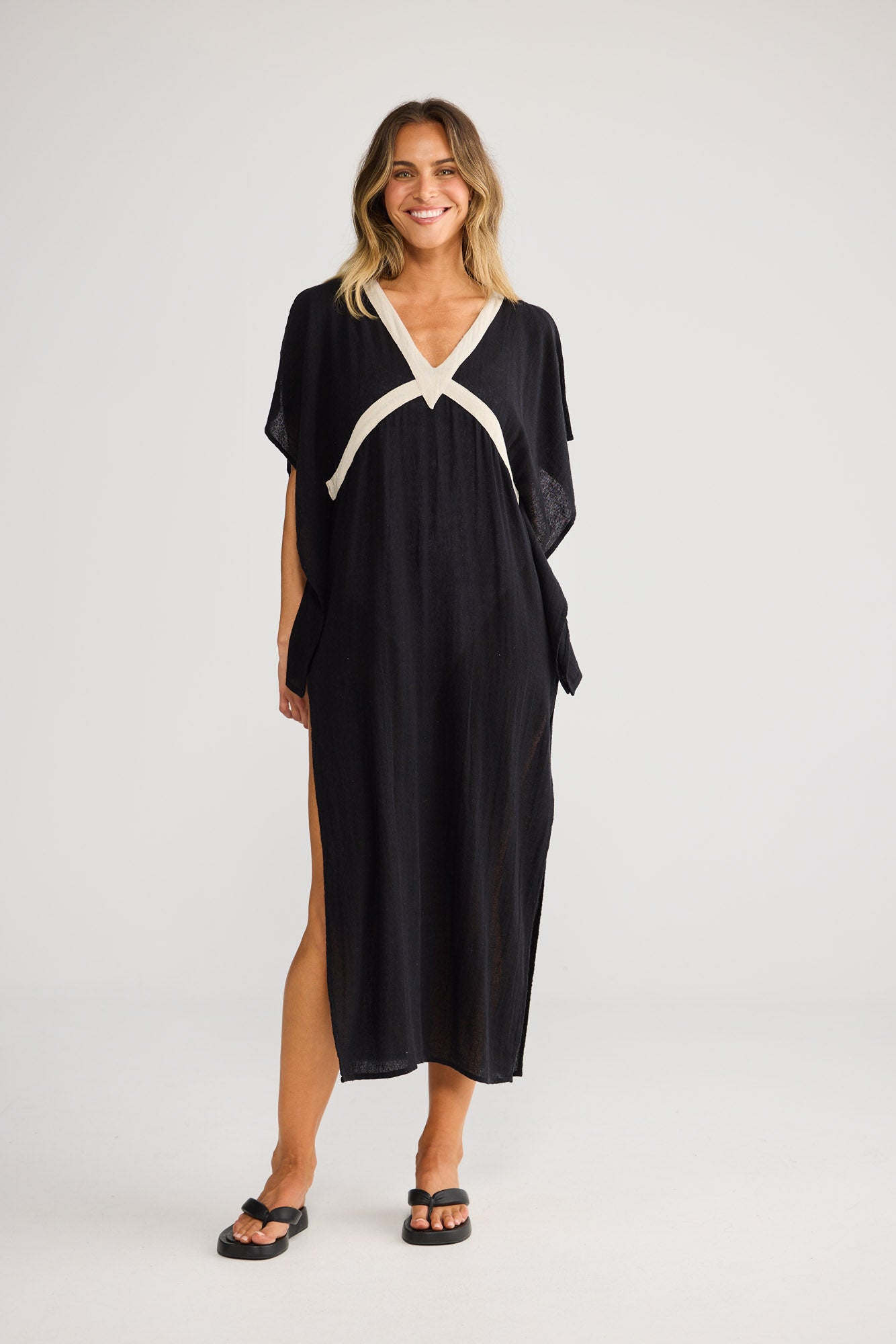 Luma Kaftan in Black with Natural — additional view 2.
