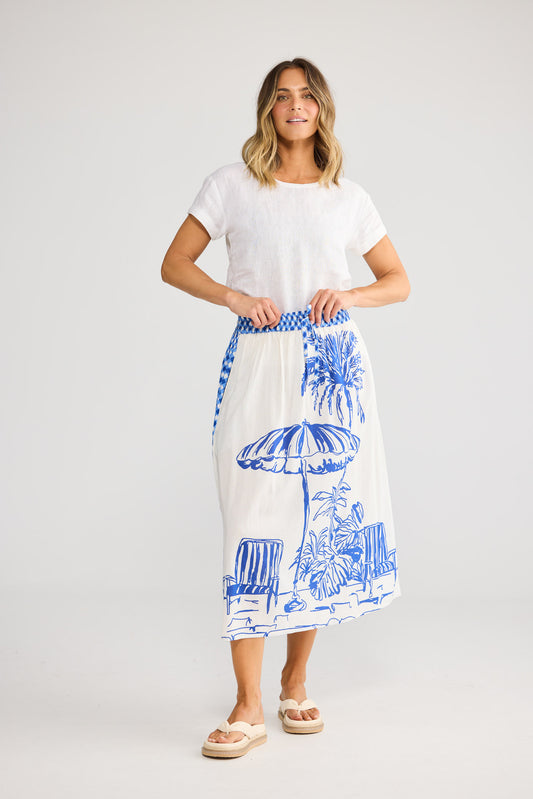 Somara Skirt in Blue Check with Villa Print — additional view 2.