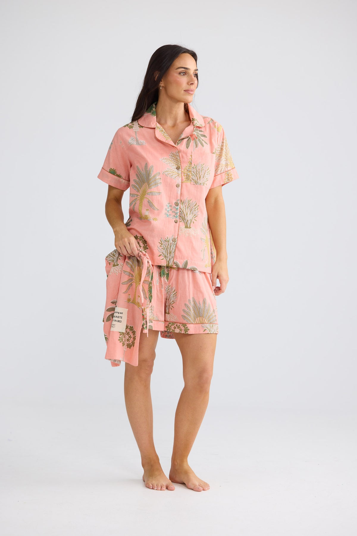 Namaste Pyjama Set in Baby Pink Palm — additional view 2.