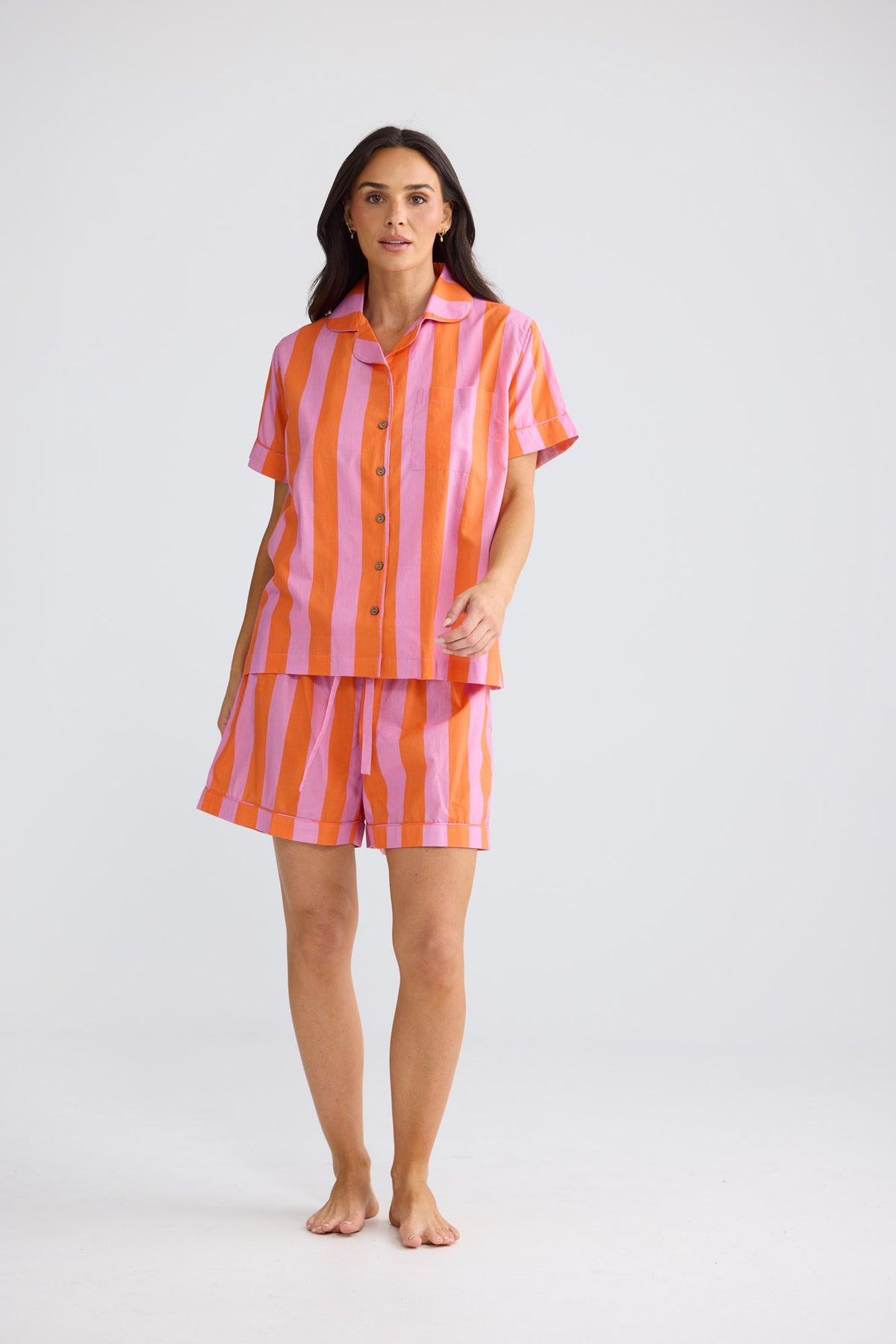 Namaste Pyjama Set in Lilac with Orange Stripe — additional view 2.