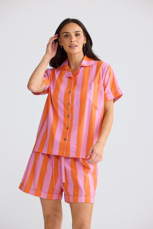Namaste Pyjama Set in Lilac with Orange Stripe — additional view.