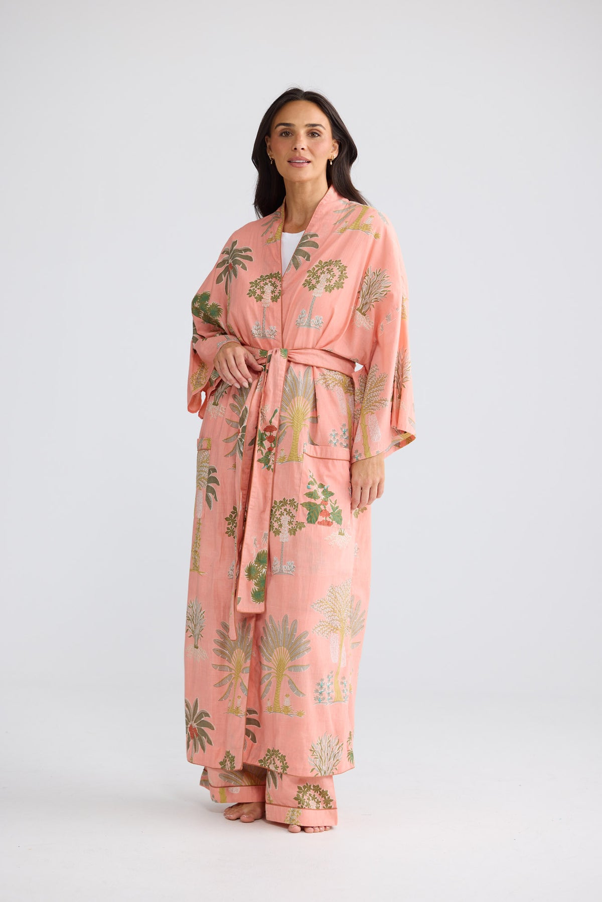 Namaste Robe in Baby Pink Palm — additional view.