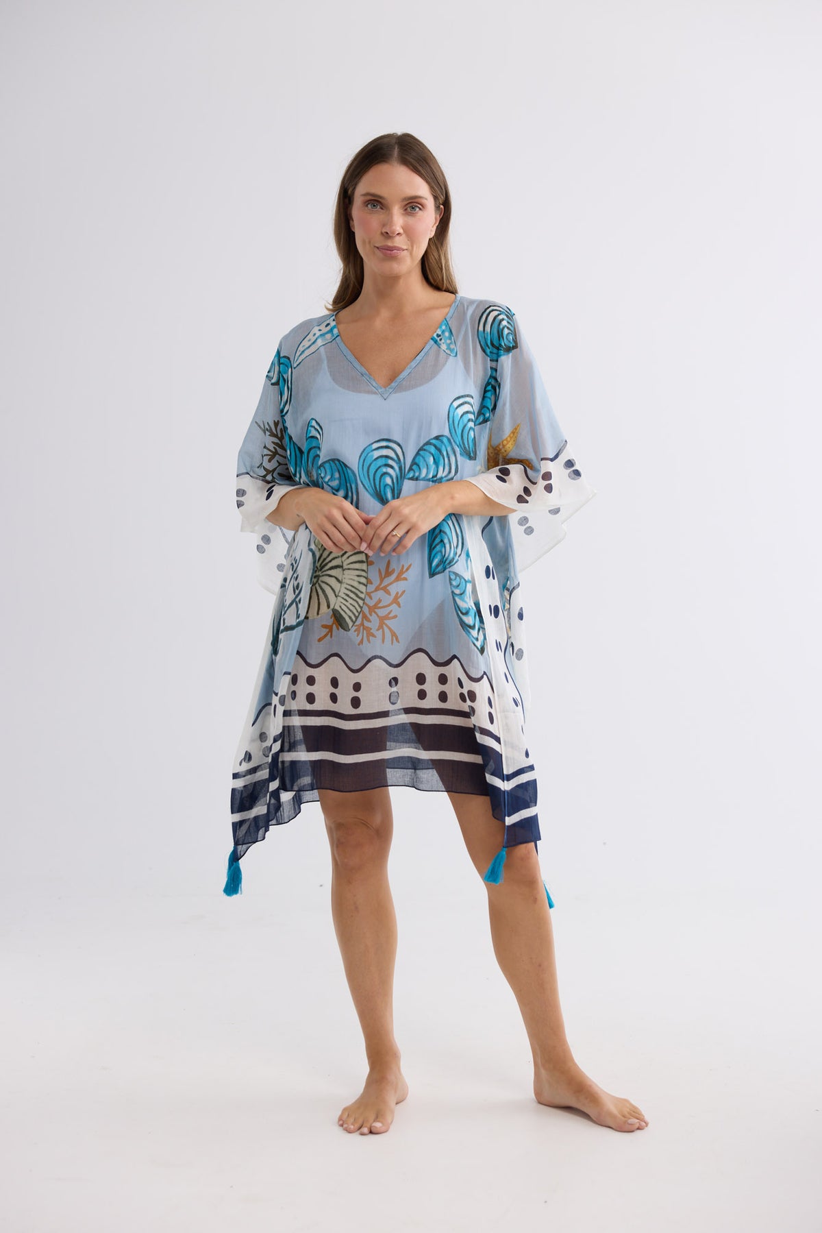 Stella Kaftan in Starfish Dreams with a relaxed cotton cut.